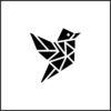 Beautiful Bird Solid Black Silhouette Logo in Geometric Style