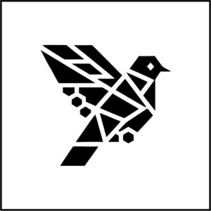 Beautiful Bird Solid Black Silhouette Logo in Geometric Modern Style